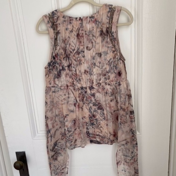 Haute Hippie Silk Floral Runway Top, Sz 10 - Picture 6 of 9